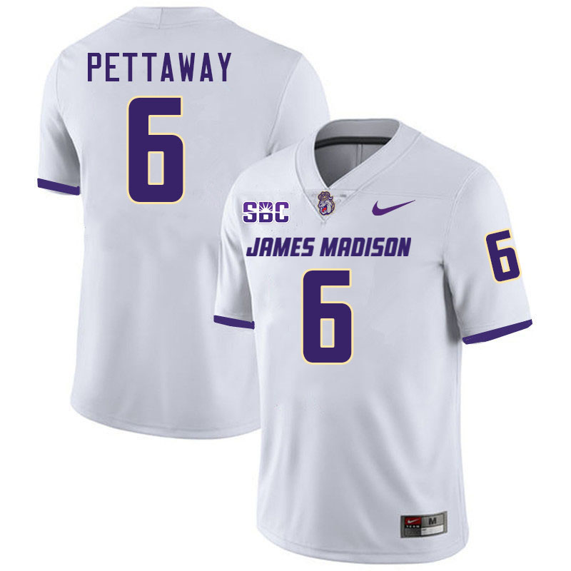 #6 George Pettaway JMU Jersey,James Madison Dukes Football Jerseys Stitched-White